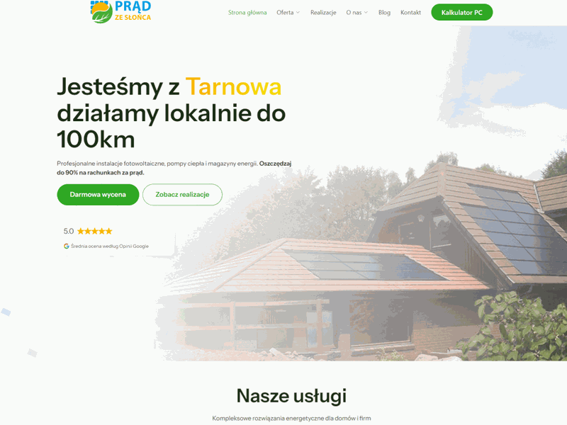 szablon strony firmy usługowej